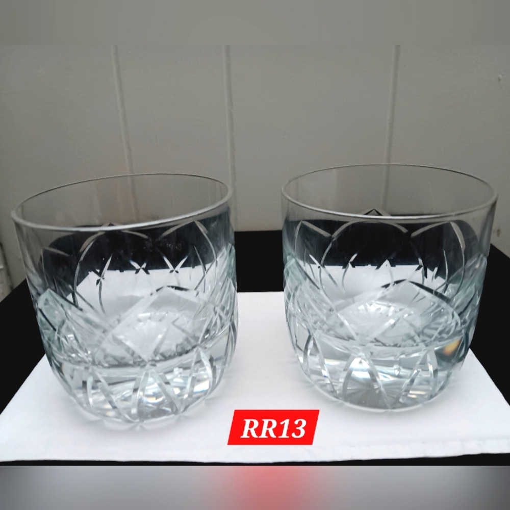 Set Of 2 BLOCK Rainbow Glass Cross Cut Tumblers Drinkware